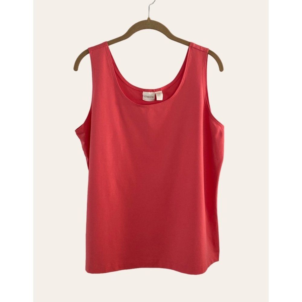 Chico’s Timeless Microfiber Scoop Neck Tank Sz 3/ US Lg Peach/Salmon